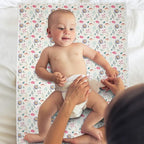 Vegan Leather Baby Changing Mat - Wipeable Portable Changing Pad, Foldable Travel Changing Mat for Baby, Newborns Toddlers Shower Gifts (Colorful Floral,20"*28")