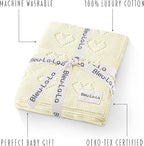 Heirloom Knit Heart Receiving Unisex Blanket for Boys and Girls - 100% Luxury Cotton Baby Blanket - Soft Warm Swaddle Receiving Blanket for Newborns Infants & Toddlers (Ivory)