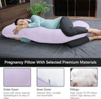 MOON PARK Pregnancy Pillows for Sleeping - U Shaped Full Body Maternity Pillow with Removable Cover - Support for Back, Legs, Belly, HIPS - 65 Inch - Purple
