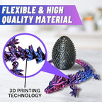 20" Articulated Dragon With Egg - Big Color Changing - 3D Printed Dragon With Egg - Fidget Dragon Egg & 3D Dragon - Toy Dragon Egg With Figures - Made in the USA - (Blue/Red With Black Egg)