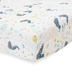 Little Unicorn Premium Crib Sheet | Breathable & Super-Soft Muslin Fabric (Peacock)