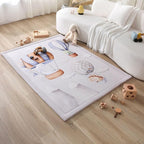 Stylish Coral Baby Play Mat for Floor 47" x 67" Dinosaur Balloons – Soft 1" Thick High-Density Memory Foam Nursery Rug,Kids Rug with Non-Slip Backing for Crawling & Playing, Playroom Rug, Kids Carpet