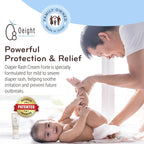 Oeight Diaper Rash Cream Forte, Dermatologically Tested & Hypoallergenic Formula for Baby Skin with 100% Natural Active Ingredients, No Parabens & Unscented - for Mild to Severe Diaper Rash, 75ml