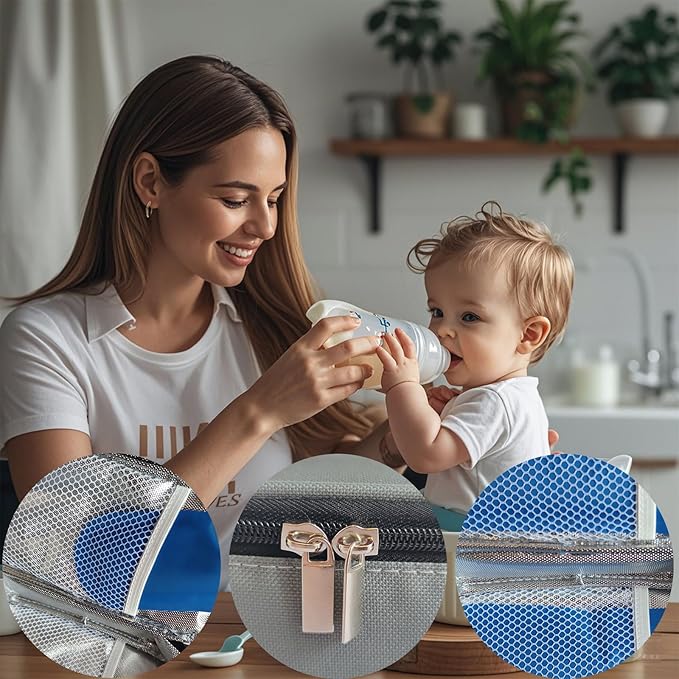 Insulated Breastmilk Cooler Bag with 2 Ice Packs - Breastmilk Cooler Organizer Bag for Daycare, Breastfeeding Mom Travel Outdoor