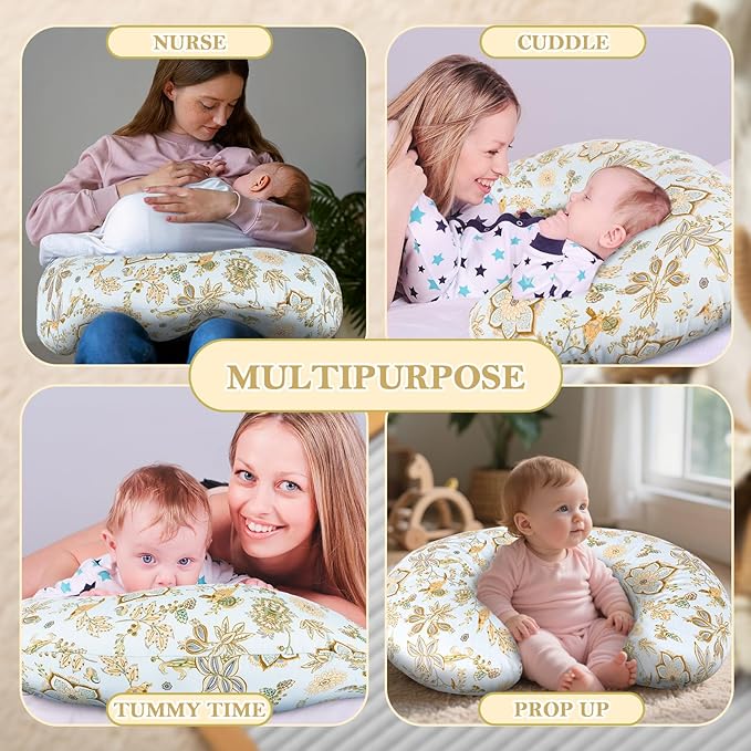 Nursing Pillow & Breastfeeding Pillow – Ergonomic C-Shape for Breastfeeding & Bottle Feeding, Standard Size Breathable with Washable Cover, Hypoallergenic,Tummy Time & Sitting Support (0-18Months)