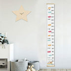 Kids Growth Chart, Wood Frame Fabric Canvas Height Measurement Ruler from Baby to Adult for Child's Room Decoration 7.9 x 79in (7.9 x 79in, Colorful Cloud)