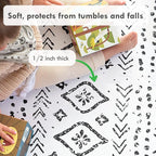 Lillefolk Baby Play Mat for Floor – 6x6ft Boho | Soft Non Toxic Premium EVA Foam Tiles for Tummy Time, Crawling & Playroom – Waterproof Interlocking Floor Mat for Babies & Toddlers (9 Tiles)