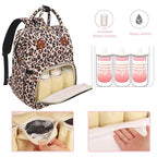 Diaper Bag Backpack Multifunction Maternity Diaper Bag for Baby Girls & Boys Large Capacity Travel Nappy Bags Leopard Print