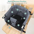 Booster Seat for Dining Table: Portable Toddler Booster Chair with Safety Buckle and Height Adjustable, Baby Feeding High Chair for Home Travel - Brown