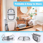 BEBELEH™ Collapsible Baby Bathtub – Bathtub + Baby tub Sling + Newborn Sling – Baby Bathtub Newborn to Toddler 0-24 Months – The Ultimate Travel Baby Bath Tub and Everyday Use! (Gray)