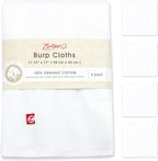 Zutano 5-Pack Organic Burp Cloths for Baby Girl & Boy, Large Cotton Burping Cloths for Babies | Absorbent Baby Spit-Up Rags | Gender Neutral Burp Clothes | Newborn Essentials, Solid White
