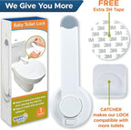 Baby Toilet Lock by Wappa Baby - 9"L x 4"W - Ideal Baby Proof Toilet Lid Lock - No Tools Needed Easy Installation with 3M Adhesive - Top Safety Toilet Seat Lock - Fits Most Toilets - White (1 Pack)
