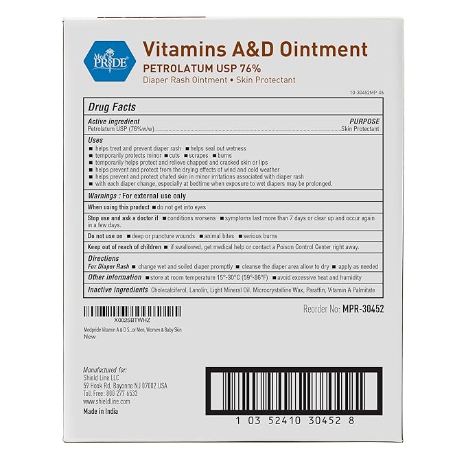 MED PRIDE Vitamins A&D Ointment Packets for Skin Relief -Vitamin A & D Skin Protectant Ointment, 5g Packets, 144-Count, for Body Chaffing, Diaper Rash, Cuts, Dry-Cracked Hands/Feet/Face