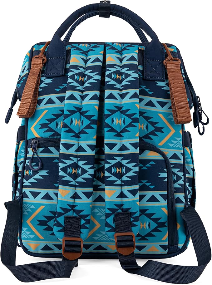 Wrangler Aztec Backpack Organized Daypack Travel Baby Bag with Stroller Strap and Side Bottle Pockets