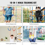 VEVOR Ninja Warrior Obstacle Course for Kids, 2 x 60 ft Weatherproof Slacklines, 500lbs Weight Capacity Monkey Line, Outdoor Playset Equipment, Backyard Toys Training Equipment Set with 14 Obstacles