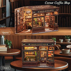 CUTEBEE Book Nook Kit - DIY Miniature House Coffee Shop Dollhouse Kit for Adults and Teens, Booknook Tiny House Bookshelf Decor 3D Wooden Puzzle, Gifts for Family, Friends (Corner Coffee Shop)