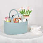 COMSE Large Baby Diaper Caddy Organizer for Girl Boy, Car Caddy with Handles, Cotton Rope Basket for Changing Table, Nursery Organizer, Gift for Baby Shower and Registry Must Have, Light Green