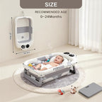 Collapsible Baby Bathtub for Newborn to Toddler (0-24 Months), Portable Baby Bath Tub for Travel, Newborn Bathtub with Soft and Supportive Cushion (Panda-Gray)