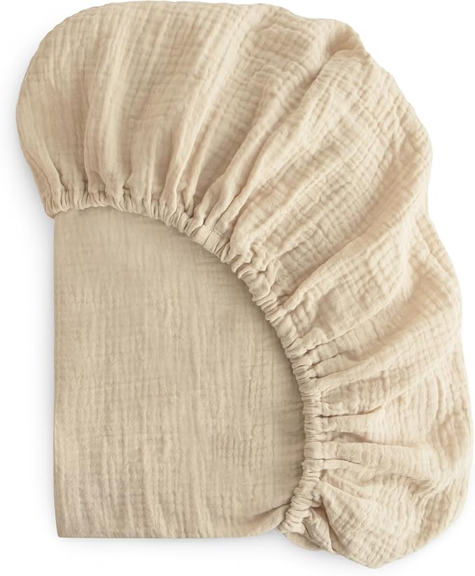 mushie Extra Soft Muslin Fitted Crib Sheet | 192 Thread Count | 28"x 52" (Fog)