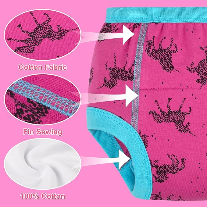 BIG ELEPHANT 10-Packs Training Underwear Absorbent Toddler Potty Trained Pants for Boys and Girls, 12 Months - 9 Years