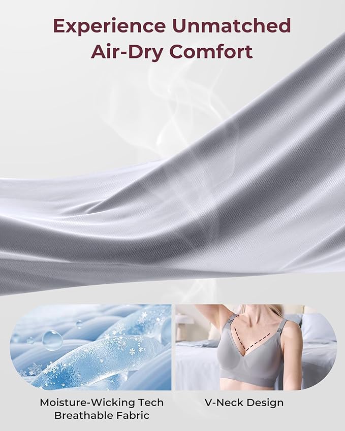 Momcozy CoolFit Nursing Bras for Breastfeeding, Ultra Stretch Seamless Jelly Strip Maternity Bra, Cooling Wireless