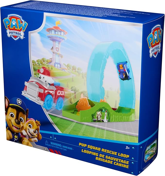 Paw Patrol Pup Squad Rescue Loop, Track Playset with Chase & Marshall Pup Squad Toy Cars & Vehicle Launcher, Kids Toys for Boys & Girls Ages 3 and Up