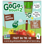 GoGo squeeZ Applesauce and Fruit Puree, Apple Cinnamon, 3.2 oz (Pack of 48), Unsweetened Fruit Snacks for Kids, Gluten Free, Nut Free and Dairy Free, BPA Free Pouches (Packaging May Vary)