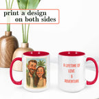 Personalized Coffee Mug, Custom Photo Caricature Gift, Funny Customized Coffee Gift for Men & Women, Custom Mugs with Pictures, Red 15oz Customized Ceramic Tea Cup