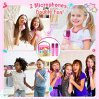 Princess Mini Karaoke Machine Toys: Kids Toys Girls Birthday Gifts Age 3-12+ LED Portable Bluetooth Speaker with 2 Wireless Microphone Gift Toy for 4 5 6 7 8 9 Years Old Girl Boy Kid Adult