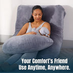 G Pregnancy Pillows with 2 Covers for Sleeping - G Shaped Full Body Maternity Pillow for Pregnant Women with Premium Removable Covers - Support for Back, Legs, Belly, HIPS, 69 Inch, Grey