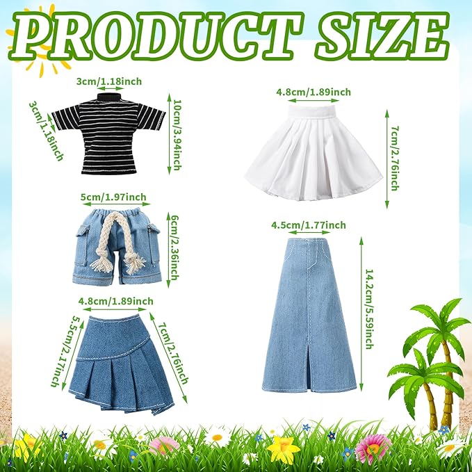 Bencailor 8 Pieces Christmas Doll Clothes for 11.5 Inch Doll Accessories Sweaters Denim Pant Summer Regular Outfit Clothing(Shirt)