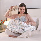 Nursing Pillow for Breastfeeding,Ergonomic Baby Feeding Pillows with Removable Washable Cotton Slipcover, Adjustable Waist Strap,Plus Size,More Support for Mom and Baby(Nordic Animal World)