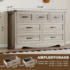 7-Drawer Dresser for Bedroom, Modern Wooden Chest of Drawers with Metal Handles, Anti-Tipping Design, Sturdy and Stable Storage Organizer for Living Room, Entryway, Home Office