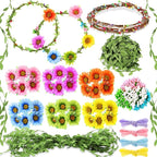 Syhood Daisy Crowns Making Kit, 109 Pieces Parts, Make Your Own Flower Crown Wreath Headbands and Bracelets Craft Kit Hair Accessories Handmade DIY Floral Garland Presents for Girls