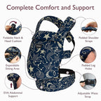 Momcozy Baby Carrier - Ergonomic, Cozy and Lightweight Carrier for 3-24 Months, Effortless to Put On, Ideal for Hands-Free Parenting, Enhanced Lumbar Support, Starry Night