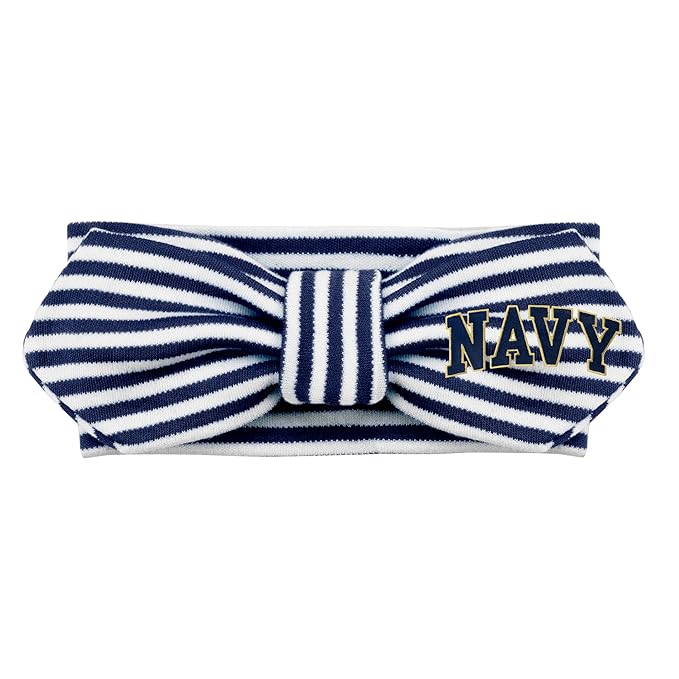 Creative Knitwear Navy Midshipmen Infant Girls Navy/White Striped Hair Knot Headband Embroidered Logo - Size Newborn - 4T