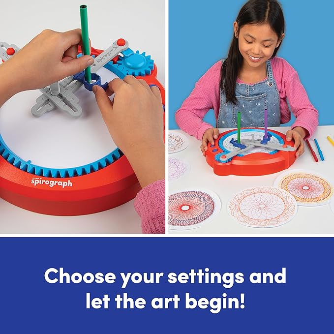 Spirograph Electric Machine - Arts and Crafts, Kids Toys, Art Supplies, Craft Supplies, Drawing Kit, Spiral Art, Classic Gear Design Kit, Case, Pens, Design Sheet Included, Ages 8+