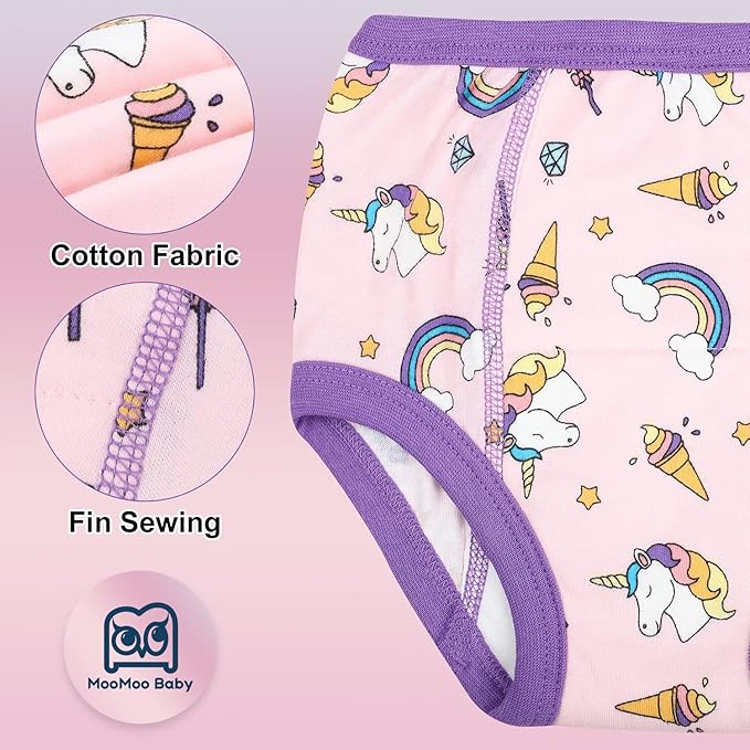 MooMoo Baby Potty Training Underwear 10 Packs Absorbent Toddler Training Pants for Boys and Girls Cotton Pee Pants 2T-9T