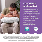 Boppy Nursing Pillow - Ergonomic Bottle & Breastfeeding Pillow with High, Firm, Large Area, Water-Repellent Cushion with Washable Cover; Baby Safety Alliance Verified - Gray Gentle Leaves