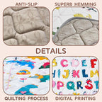 Baby Play Mat - Thicken 50x50 Inch Soft Foam Crawling Mat for Playpen & Floor, Non-Slip Waterproof Playmats for Infants & Toddlers, Portable Foldable & Machine Washable, Dinosaur & Letters