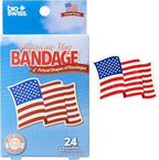 BioSwiss Bandages, American Flag Shaped Self Adhesive Bandage, Latex Free Wound Care, Fun First Aid Kit Supplies for Kids and Adults, 24 Count