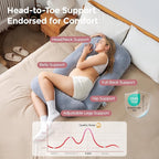 Momcozy Pregnancy Pillow for Sleeping, Dreamlign U Pro Maternity Pillow with Adjustable Leg Pillow, Removable Cover - Support for Back, Hip, Belly, Legs for Pregnant Women, 50-72 Inch Full Body Pillow