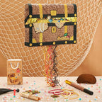 WERNNSAI Treasure Chest Piñata - Pull String Pirate Themed Piñata with Blindfold and Bat Adventure Birthday Party Decoration for Boys Kids Family Games Piñata Adventure Theme Party Supplies
