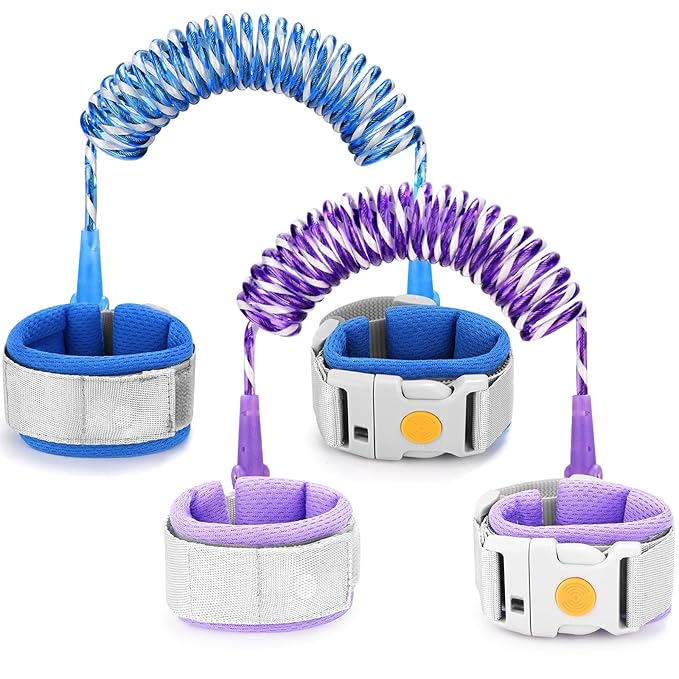 Accmor Anti Lost Wrist Link with Induction Lock, 2 Pack Upgraded Toddler Leash, Reflective Kids Wrist Leash for Baby, Child Walking Wristband with Magnetic Unlock Design for Boys & Girls (6.5ft)