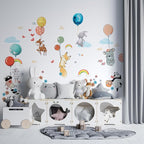 Hot Air Balloon Wall Decals by Lipastick - Peel and Stick Animal Stickers Raccoon, Fox, Koala, Panda for Kids Room, Nursery, Playroom, Bedroom - Playroom Wall Decals for Boys, Girls, Babies - M Size