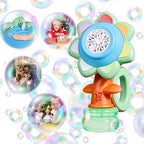 Sunflower Bubble Machine for Kids Automatic Flower Bubble Toy with Colorful Lighting for Toddlers Handheld 20000+Bubbles 3 Modes Fun Swing Dance Bubble Maker Blower Blaster Outdoor Toys Type-C Blue