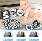 KUANGO Newborn Toys Black and White Baby Toys 0-3 Months High Contrast Baby Toys for Newborn - High Contrast Baby Soft Book Infant Tummy Time Toys Crinkle Sensory Toys for Brain Development