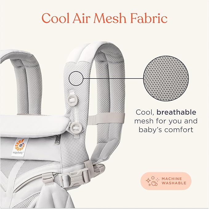 Ergobaby Omni Classic Baby Carrier Newborn to Toddler - Breathable Baby Carriers for Summer - All-Position Carrier with Lumbar Support (7-45 Pounds), Mesh, Pearl Grey