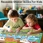 3 Sets Sticker Books for Toddlers 2-4 Years, Reusable Stickers Books for Toddlers 1-3, Travel Toys for Kids 1-3, Airplane Travel Essentials for Kids