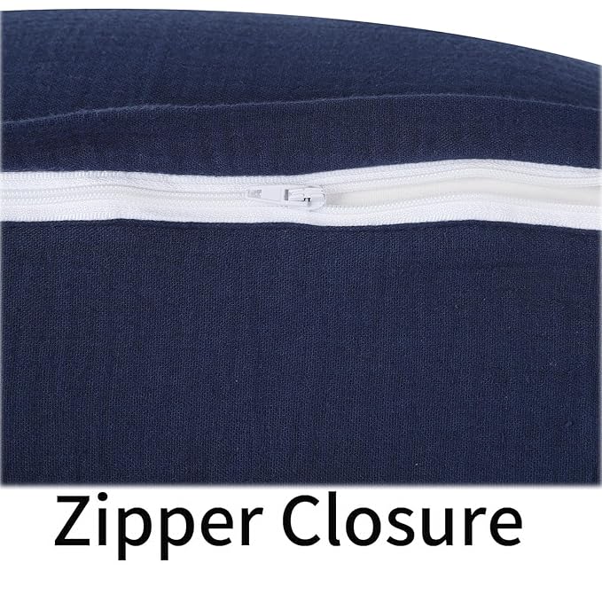 Onacosht Muslin Nursing Pillow Cover Soft 100% Cotton Feeding Pillow Slipcover Fits Standard Infant Nursing Pillow for Baby Boy and Girl, Navy Blue